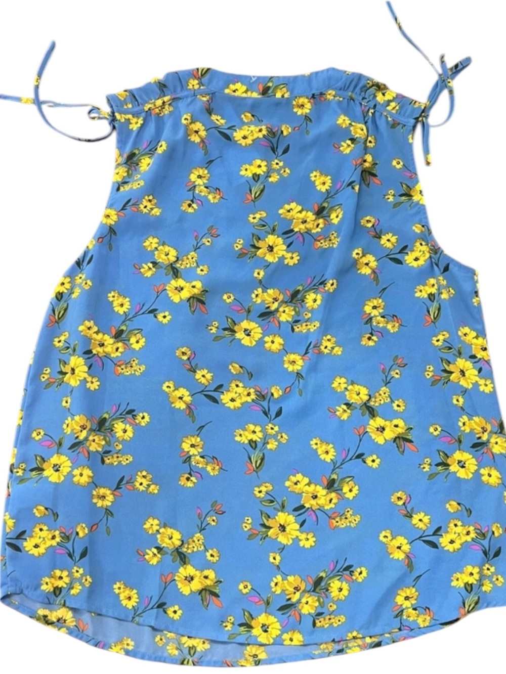 NORDSTROM PLEIONE Bright Blue with Yellow Floral Print Blouse Size Large NWT - Picture 4 of 8